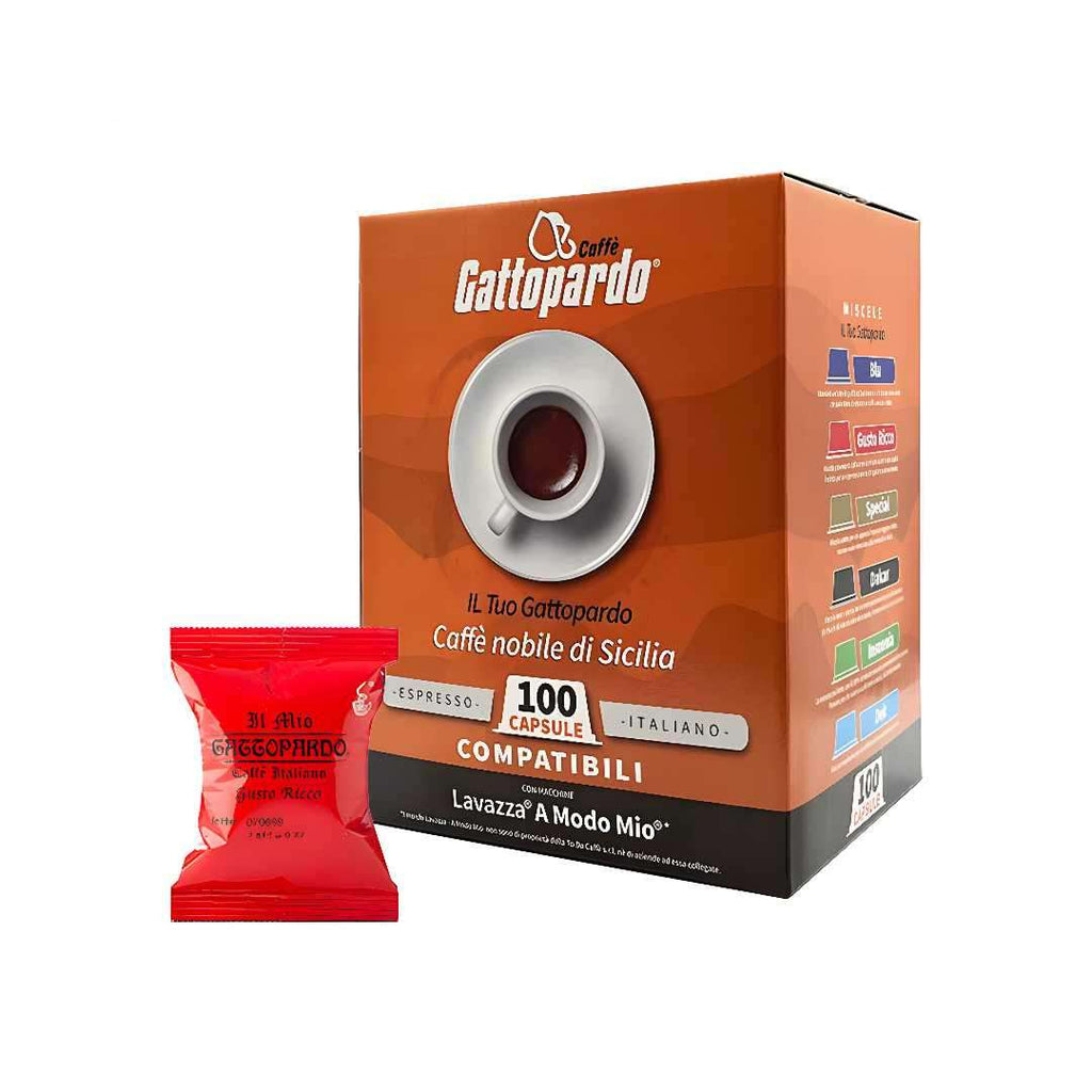 Confezione da 100 capsule Gattopardo To.Da Miscela Ricco compatibili A Modo Mio